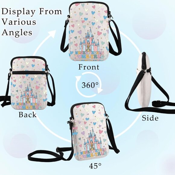 Versatile Enchanted Kingdom Crossbody Bag with Adjustable Strap & Pockets - Picture 3 of 7